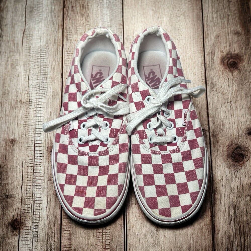 Vans Checkerboard Womens Sz 6.5‎ Sneakers Burgundy White Lace Up Skate